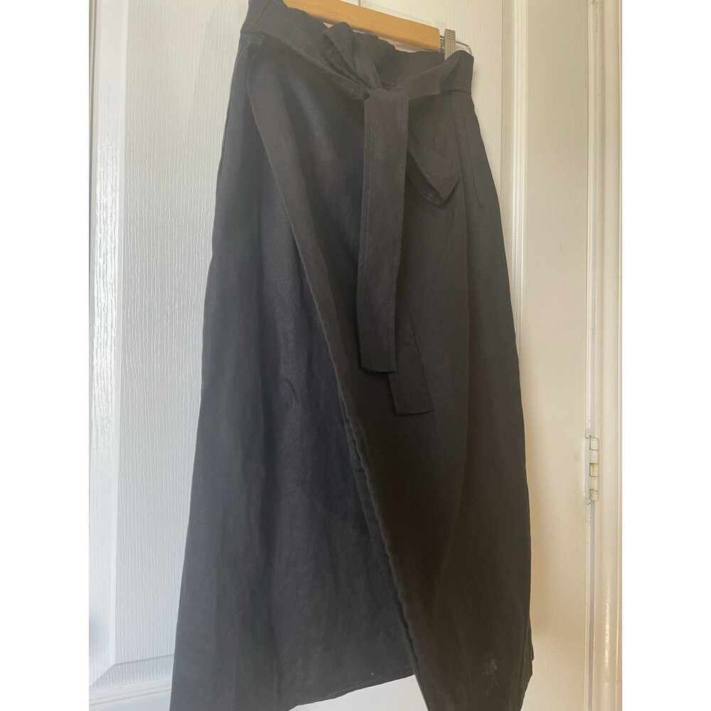 NWT Everlane The Linen Wrap Skirt 100% Linen Size 2 Black - Picture 3 of 12